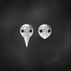 Fashion Silver Color Water Angel Stud Earrings Asymmetrical Crow Skull Earrings for Men Women Ear Jewelry Accessories