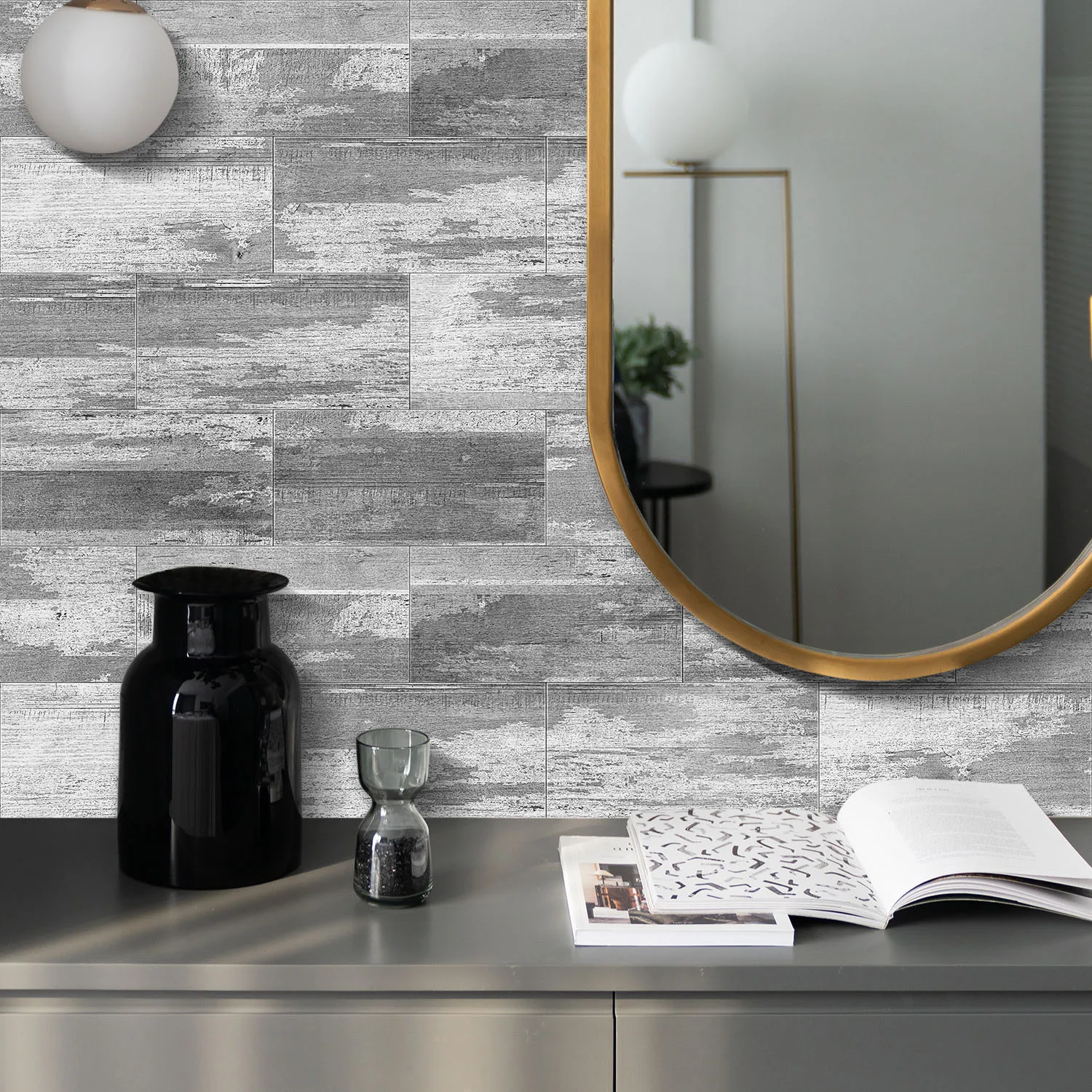

3d Matte Thickened Foam Wall Stickers 16/32/64PCS Retro Grey Wood Pattern Vintage Tile Stickers, Self-Adhesive Wallpaper Kitchen