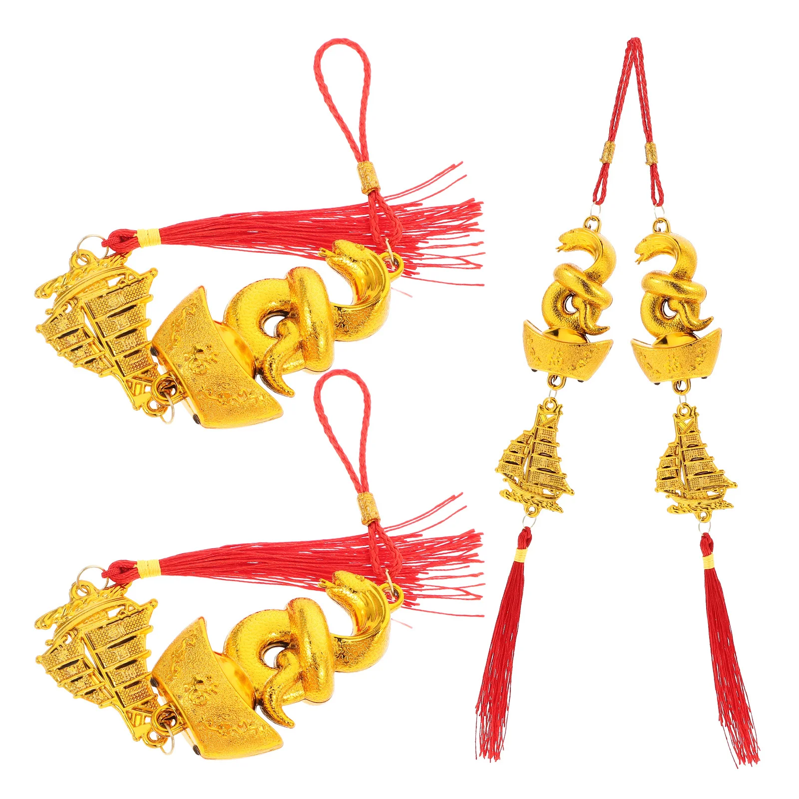4 pezzi di ciondolo anno serpente per festival di primavera, capodanno cinese, decorazione da appendere per albero di casa, ufficio, ornamento con nappa per interni ed esterni