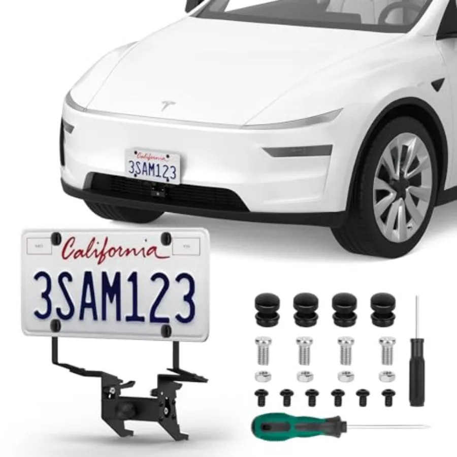 

Модернизированный держатель номерного знака 2026 года с блокировкой и защитой от кражи, без сверления, для установки на переднюю часть автомобиля, для Tesla (аксессуар)