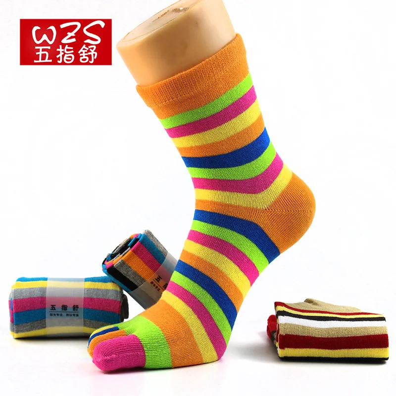 Five Finger Socks, Women's Cotton Absorbing And Anti Five Toe Custom Split Toe Thread Mid Tube Cotton Socks Sweat