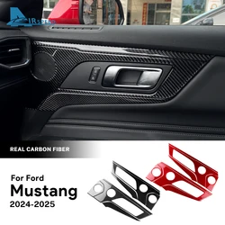 Real Soft Carbon Fiber Sticker For Ford Mustang GT Dark Horse EcoBoost 2024 2025 LHD RHD Car Door Speaker Panel Interior Trim