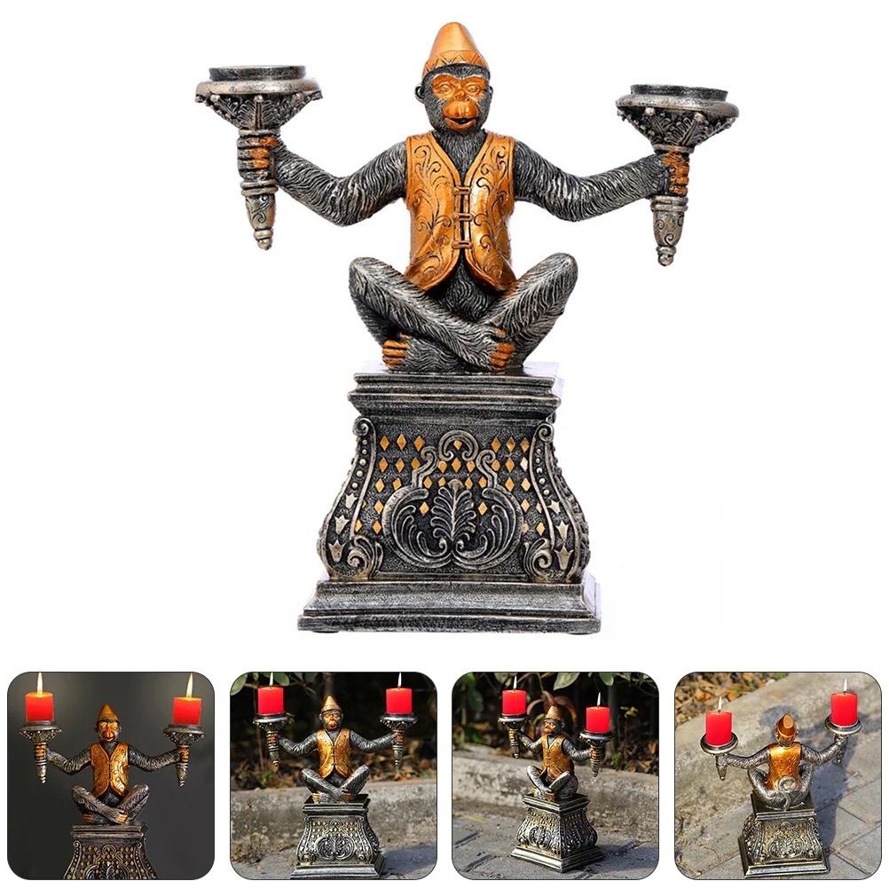 

Decorated Resin Candles Monkey Candlesticks Holder Decorations Tea Light Ornament
