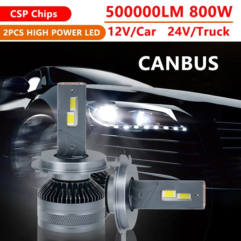 

LED Car 6000K 9005 HB3 9006 HB4 H1 H7 H4 H8 H9 H11 9012 Bulb Canbus LED Lamp CSP Chips Power Car Headlight Light 800W 500000LM