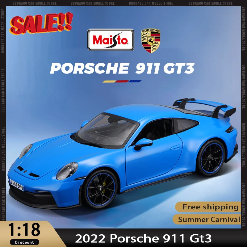 

Hot Discounts Maisto 1:18 2022 Porsche 911 Gt3 Sports Car Diecast Model Edition Alloy Luxury Vehicle Toys Collection Kids Gift