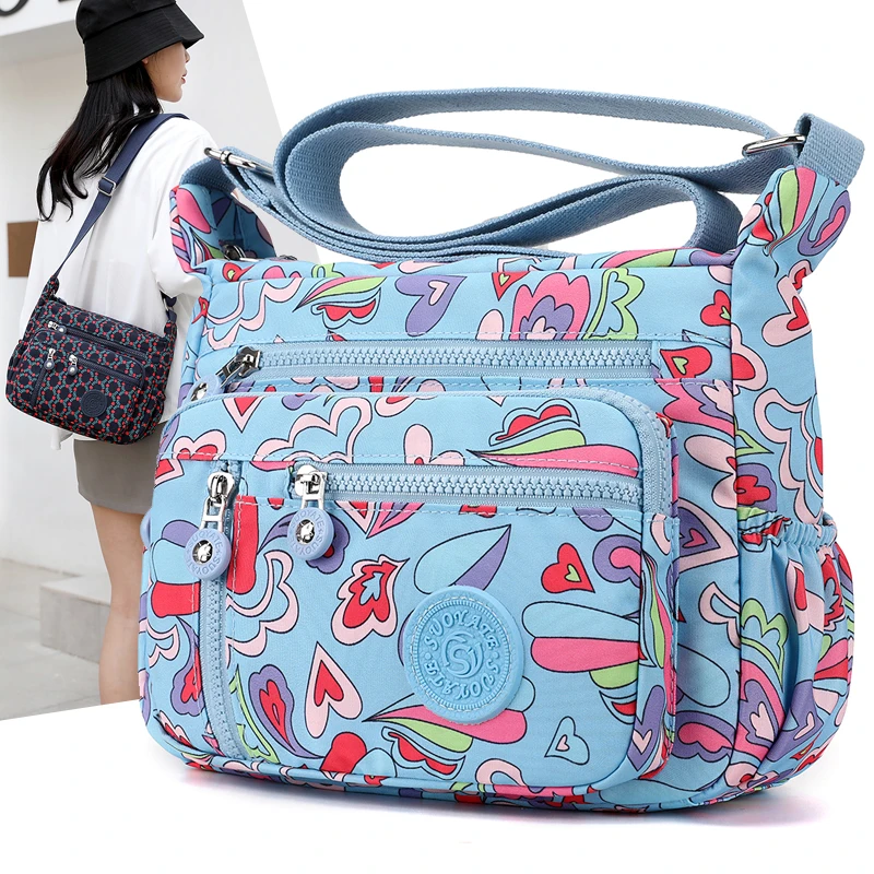 

Floral Prints Waterproof Nylon Women Shoulder Bag Casual Daily Light Handbag Shopping Package Travel Beach Bags for Girls Purses