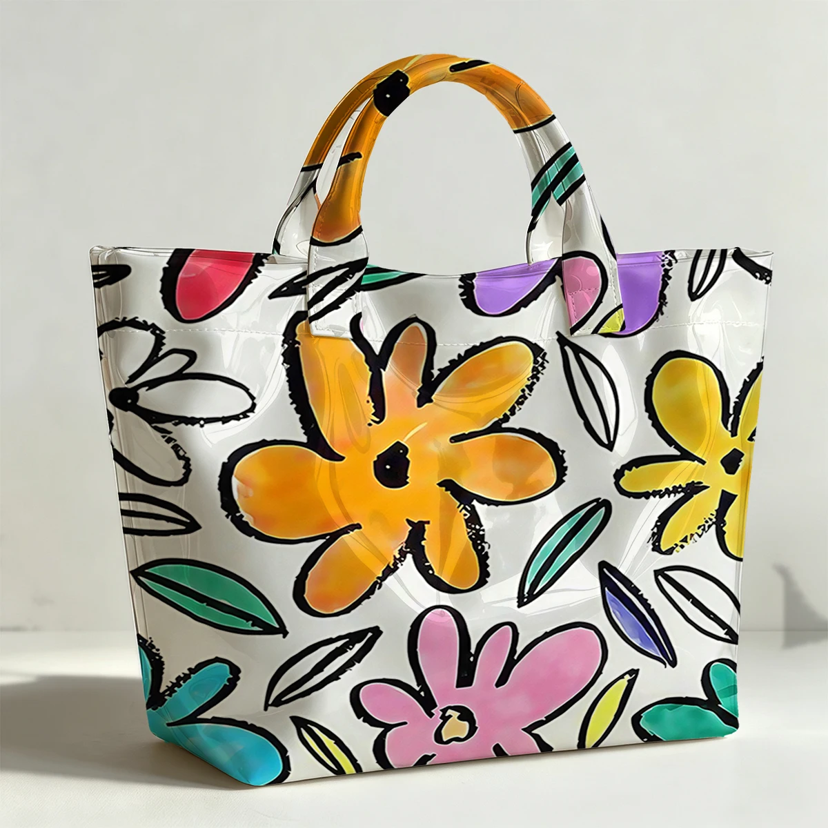 Outside the Lines PVC Tote Bag Waterproof Transparent Jelly Bag Beach Bag Tote Pouch Bow Handbags Storage Bag