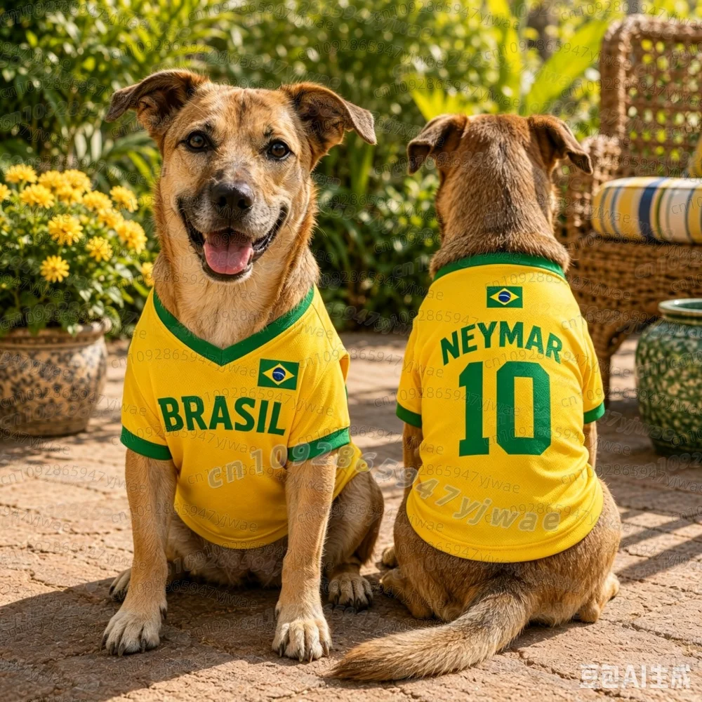 2026 Katzen- und Hunde-Fußballtrikot BRASILIEN Flaggen-Print NEYMAR Nr. 10 große Hunde-Basketball-Trikots, Welpen-T-Shirts, Haustier-Katzen-Shirts – Detail 4