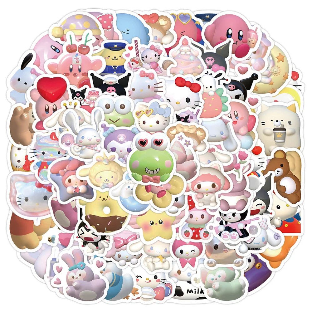 10/30/50PCS Mix Anime Kuromi Melody Kitty Cinnamon Stickers DIY Motorcycle Travel Luggage Skateboard Cartoon Decal Sticker Toy