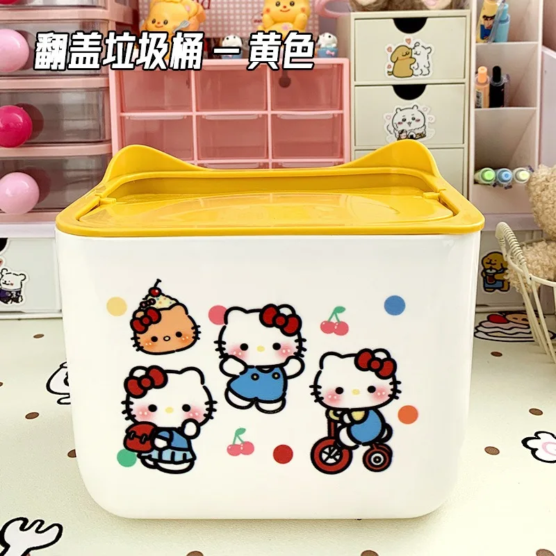 

Cute Hello Kitty Trash Can Kawaii Cartoon Anime Women Products Decoration Desktop Toy Ornament Student Girl Gift Wholesale