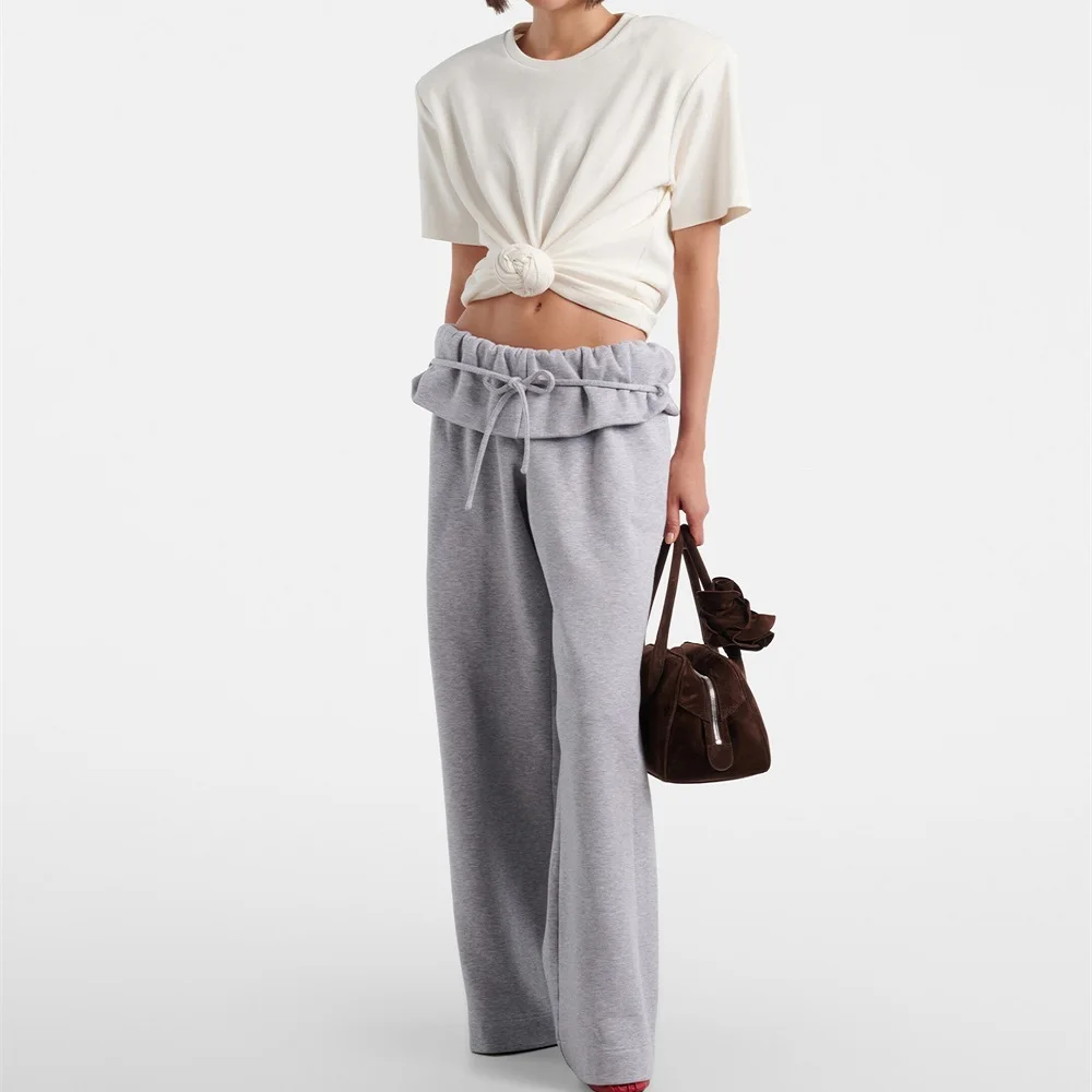 Autumn 2026 Women's Trousers – Double-Layer Elastic Waist, Loose Straight-Leg Fit (Y2K Style) – Trendy & Versatile