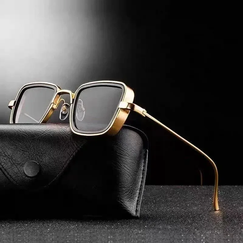 New Punk High-quality Metal Frame Sunglasses Retro Rectangular Glasses For Men And Women Traveling And Walking Eyewear UV400