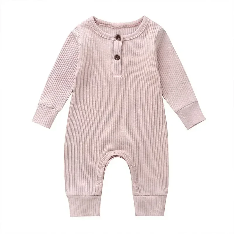 Spring Autumn Newborn Infant Baby Boys Girls Full Sleeve Rib Cotton Romper Playsuit Jumpsuit