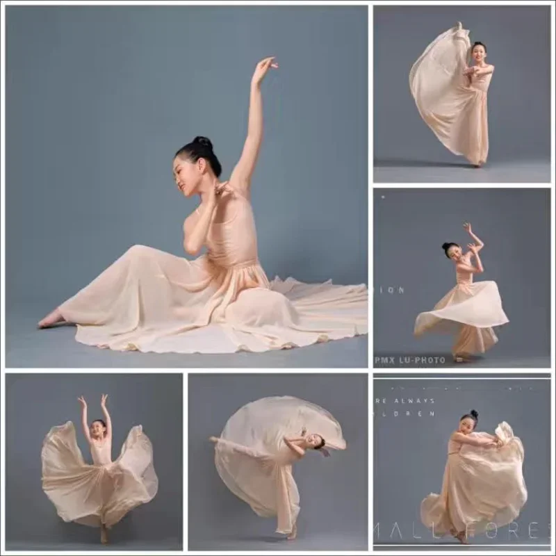 تنورة كبيرة متأرجحة للأطفال مجموعة الرقص الكلاسيكي للفتيات في شينجيانغ تنورة غزل ممارسة الرقص الحديث