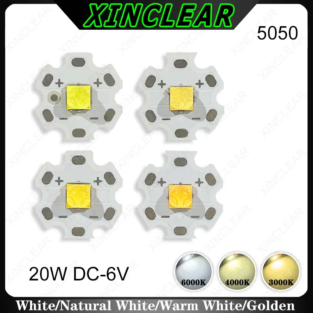 

20W 6V LED Chips Warm Natural White Golden SMD 5050 With 20mm PCB Light Beads Plate For DIY Car Lights Flashlight Miner's Lamp