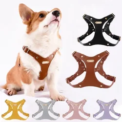 Pet Dog Harness Soft Leather Dog Chest Strap Traction Rope Set Dog Chain Outdoors Walking Vest Harness Small Medium Dog Supplies