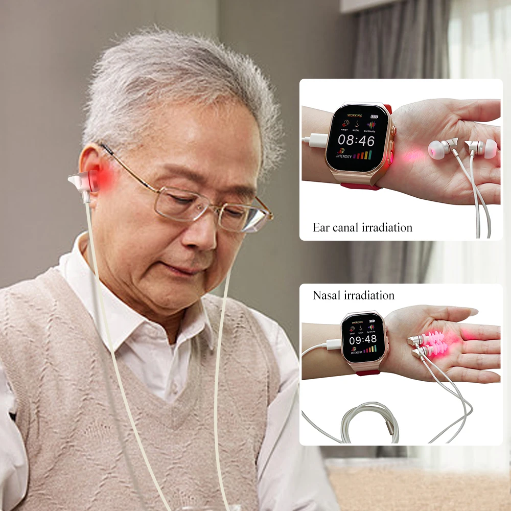 New LLLT Red Light Watch for Diabetes Hypertension Cholesterol Relief Rhinitis Tinnitus Reduce 3 In 1 Wrist Watch