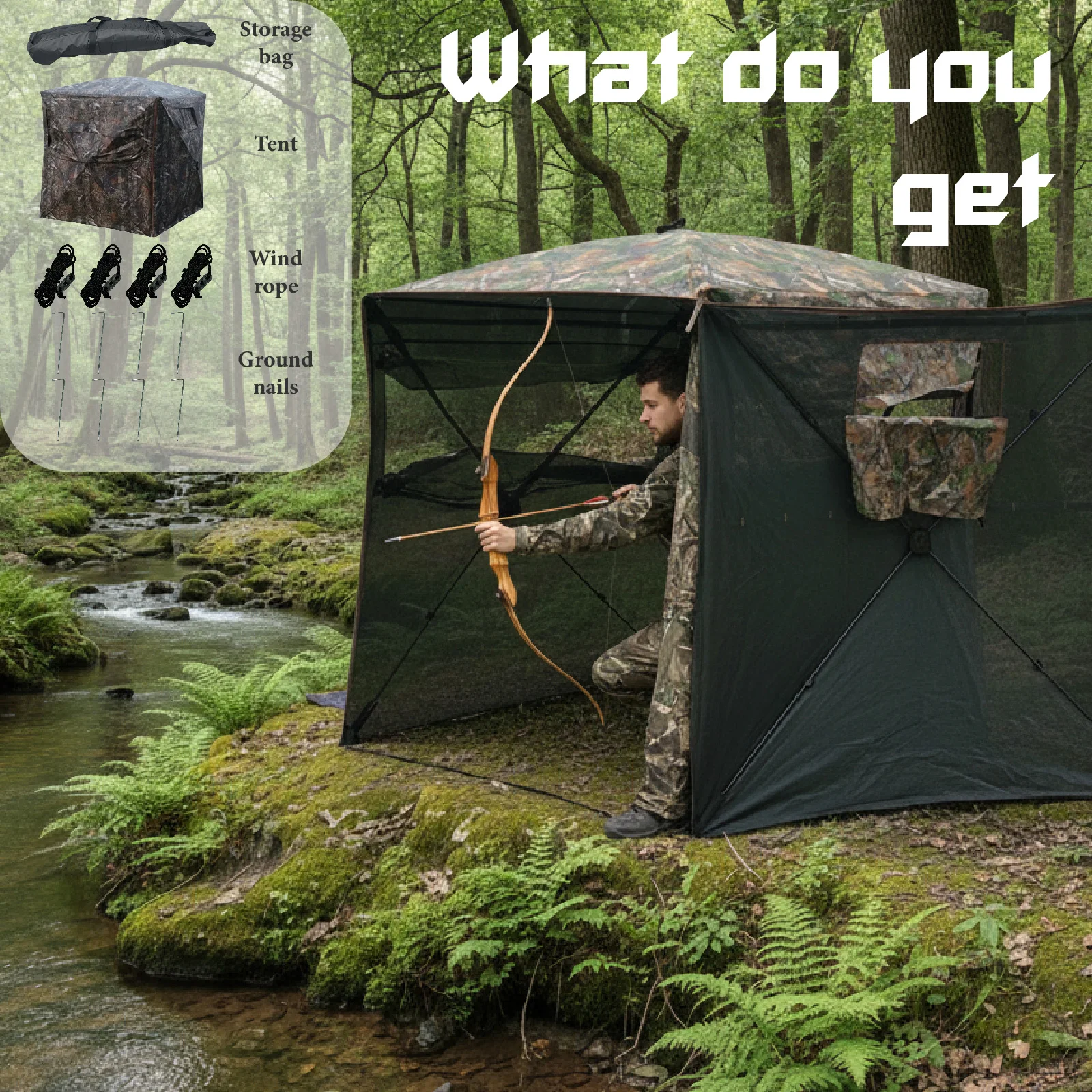 迷彩柄ポップアップハンティングブラインド、簡単設置、地上設置 - Hunting & Outdoor Supplies Carterton Reviews のレビューと価格