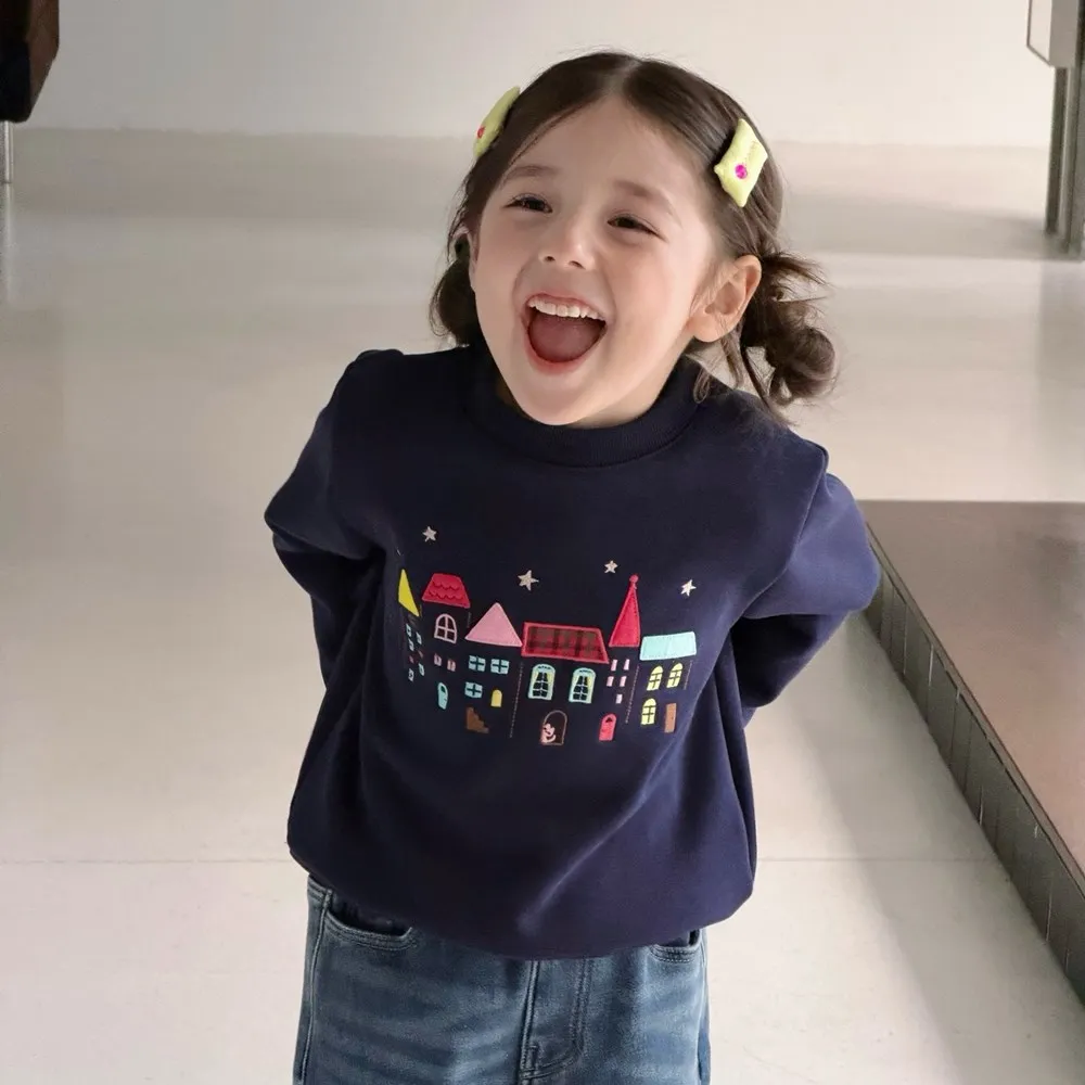 سويت شيرت للأطفال البنات ملابس لطيفة على شكل منزل صغير مطرز بغطاء للرأس مضاف من الصوف الدافئ مع قلنسوة للأطفال #4