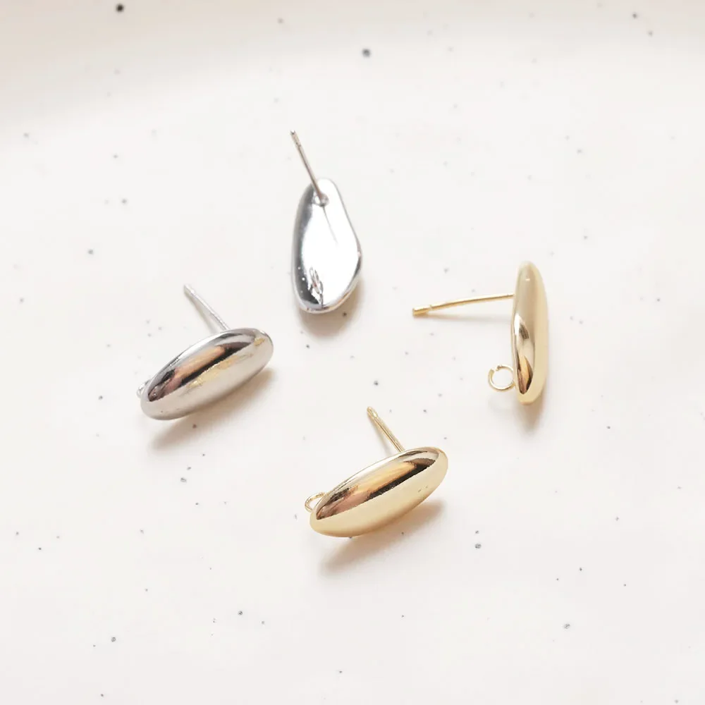 4PCS Minimalist Ear Studs Earrings for Jewelry Findings Components Making Supplies DIY Handmade Brass 14k Gold Plated 8*17mm