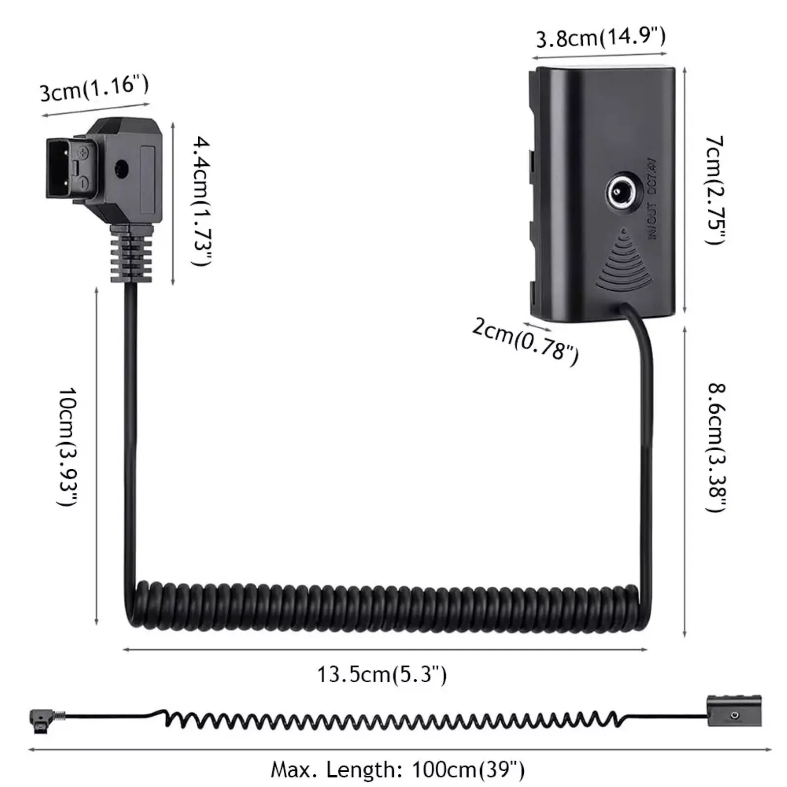 Imagem -06 - Bateria Fictício com D-tap Primavera Cabo de Alimentação Adaptador para Np-f Série Monitor Led Luz de Preenchimento Np-f550 F750 F970 1pc