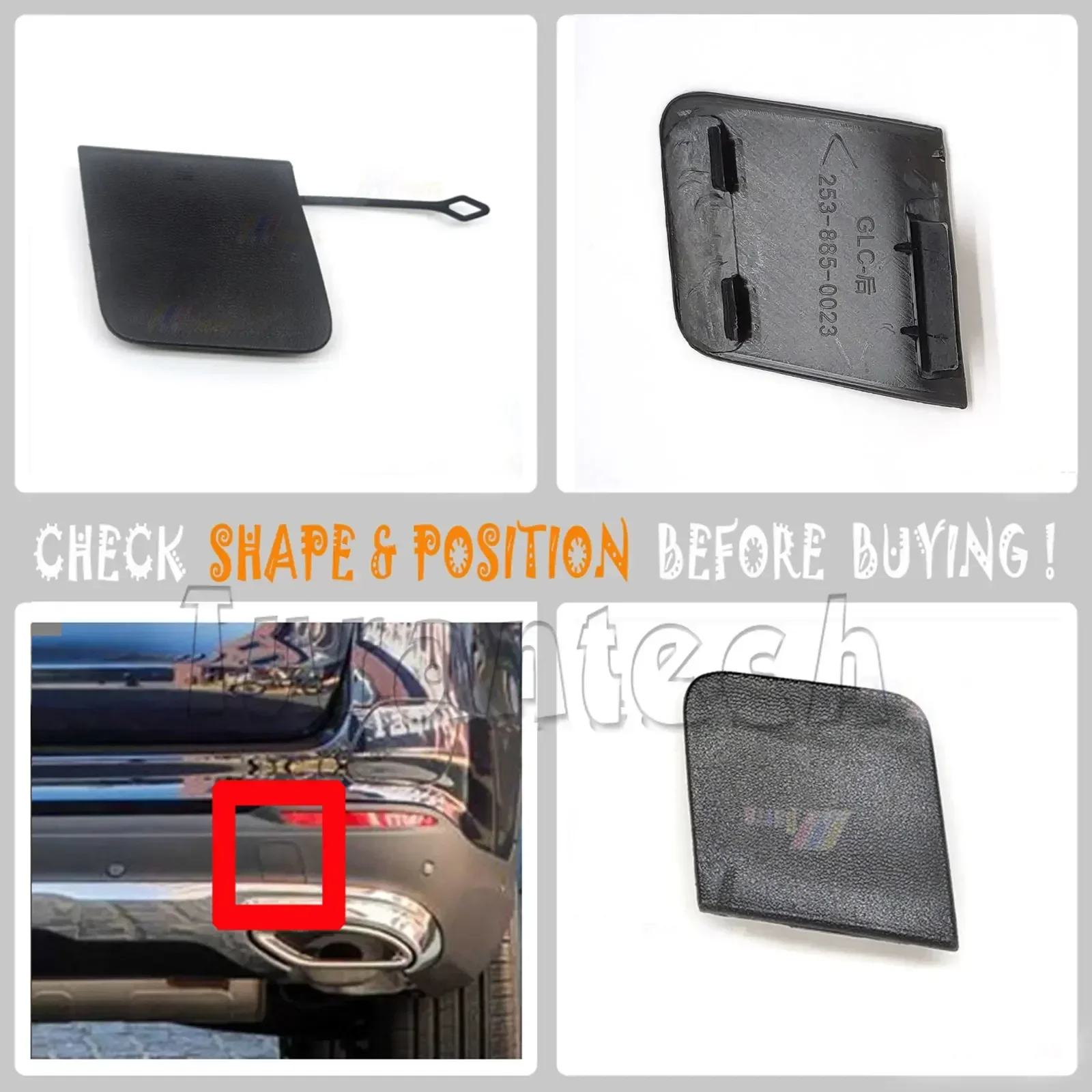 

2538850023 for 16-18 Mercedes GLC W253 X253 SUV 200 220 220d 250 250d 300 350 350d 350e 43 63 REAR TOW COVER