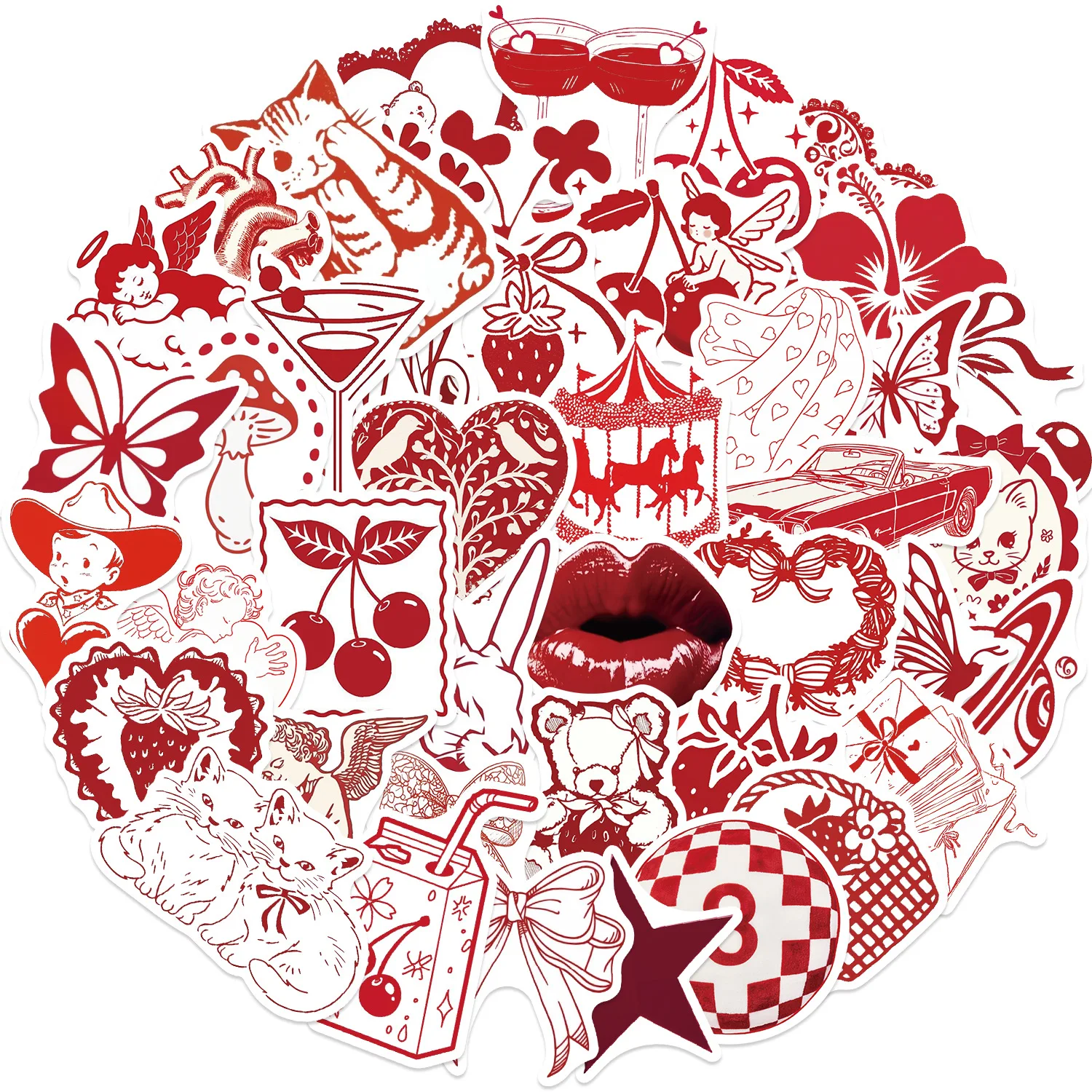 

10/50PCS Valentine's Day Graffiti Stickers Aesthetic Vintage Cartoon Sticker for Computer Notebook Stationery DIY Toys Secret