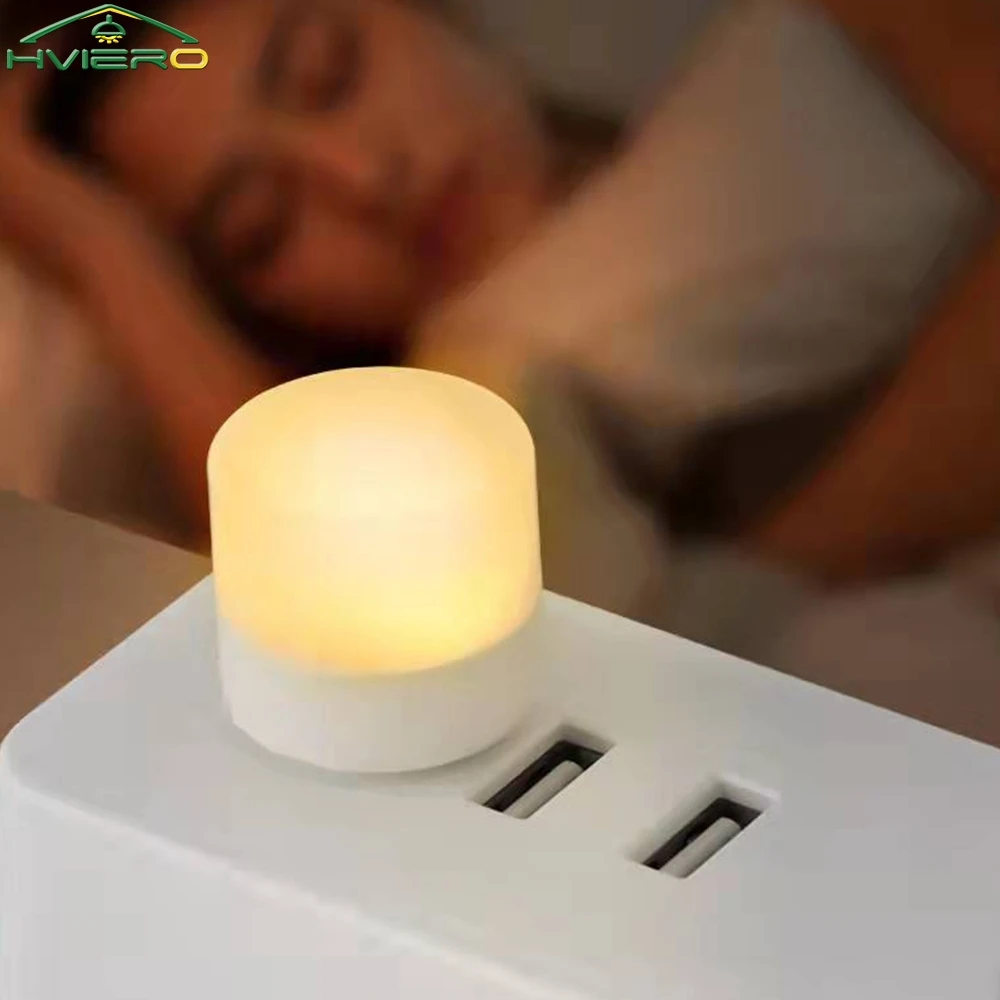 Mini Night Lights USB Plug Lamp Portable Power Bank Charging LED Transducing Head Book Light Round Reading Eye Protection Lamp