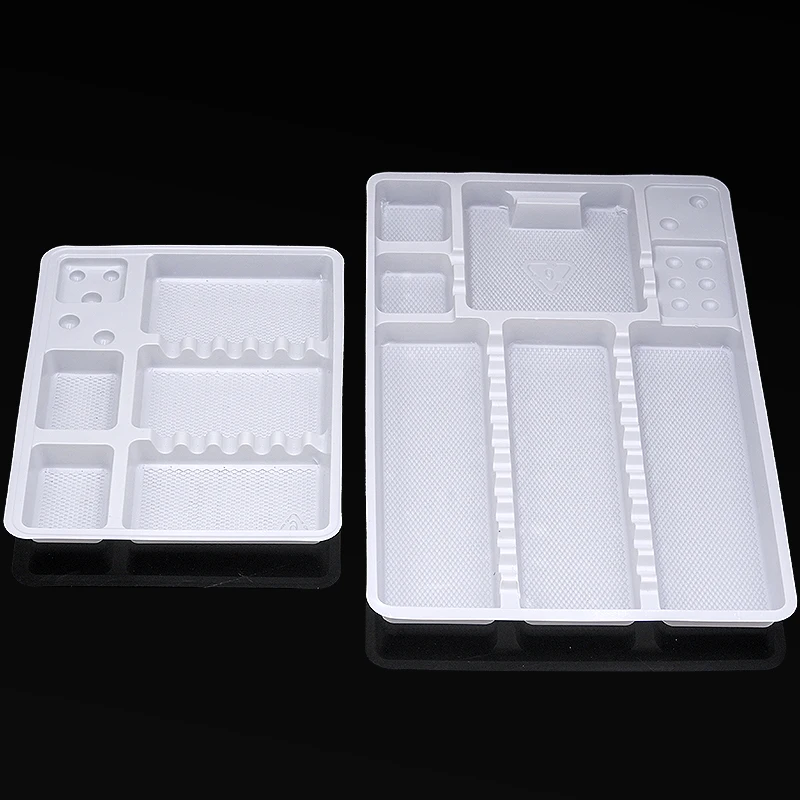 5/10pcs Dental Disposable Plastic Instrument Tray Plastic Dentistry Surgical White Tray Segregated Placed Oral Consumable Tools