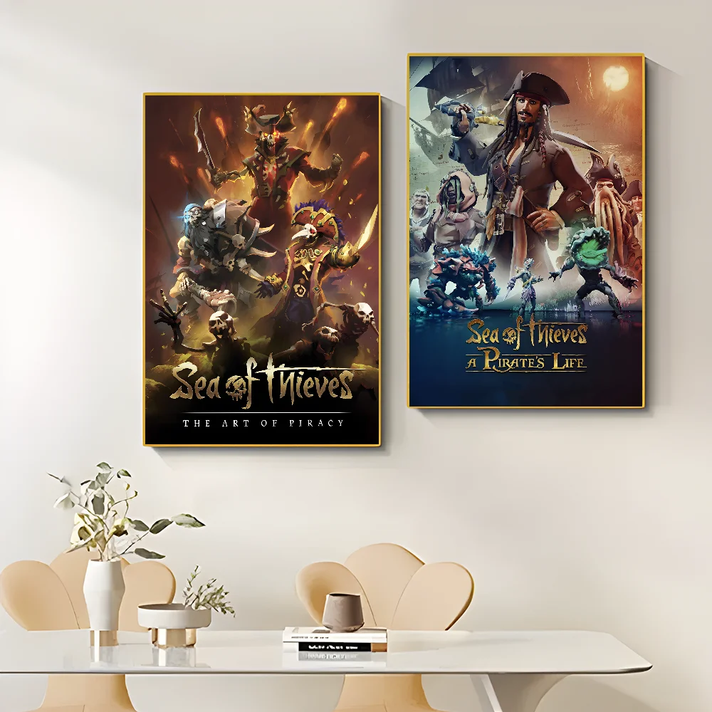 Game Sea Of T-Thieves DIY Sticky Poster Fancy Wall Sticker for Living Room Bar Decoration Wall Decor