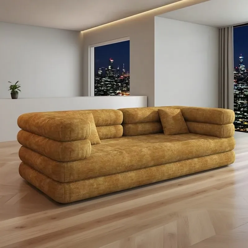 Living Rooms & Basements Sponge-Filled Two Seat Modular Sofa Bed with Velvet Fabric Modern Design