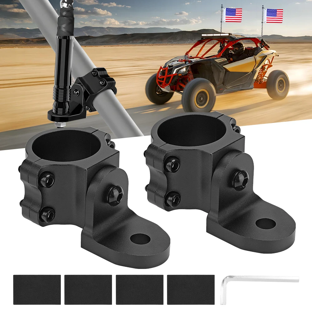 

UTV Whip Light Mount Heavy Duty 1.75"- 2" Roll Cage Clamp Aluminum CB Antenna Flag Mounting Brackets for Polaris Can Am Jeep