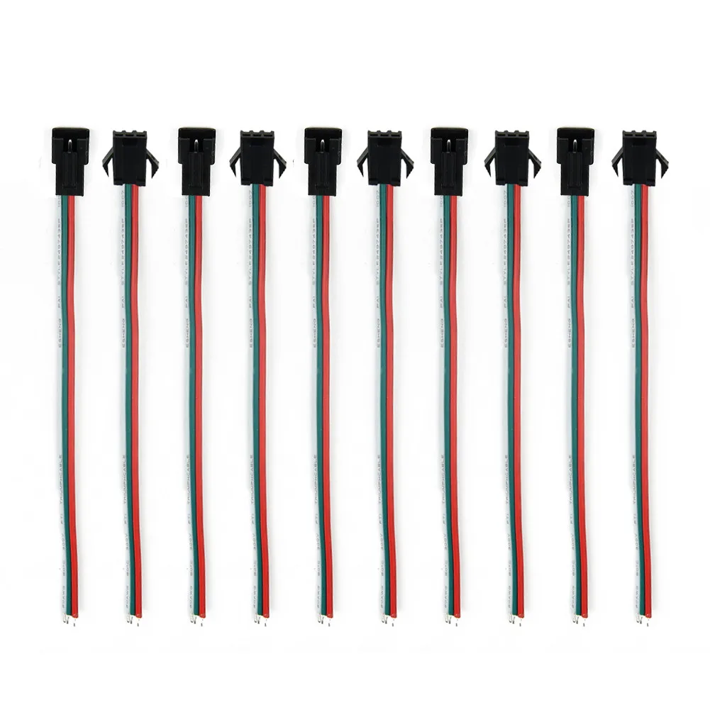 High Quality 2/3/5 Pin Male And Female Connector Wire Connector With Cable 10cm Connector 5 Pairs Black JSTSM LED