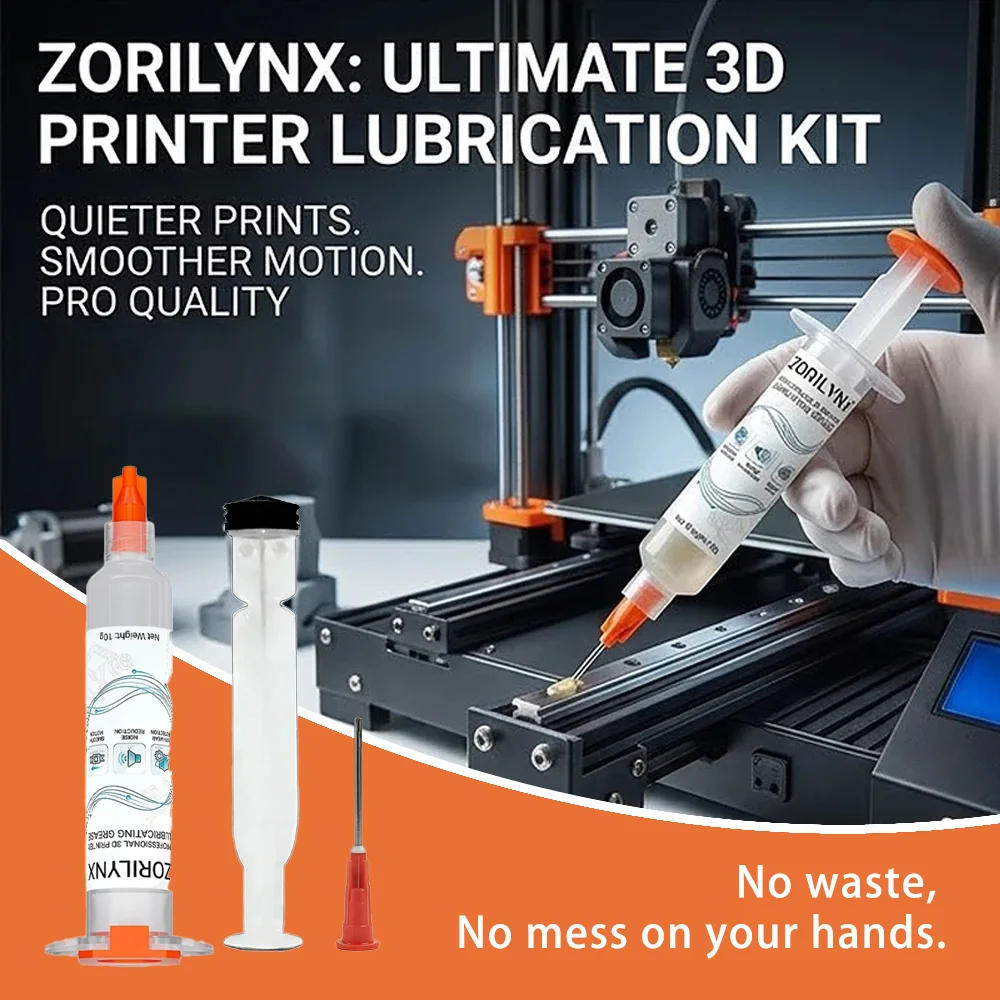 3D Printer Lubricating Grease Kit Noise Reduction Anti-Wear Synthetic Oil for Lead Screw Linear Rail Gear 10g Set ZORILYNX