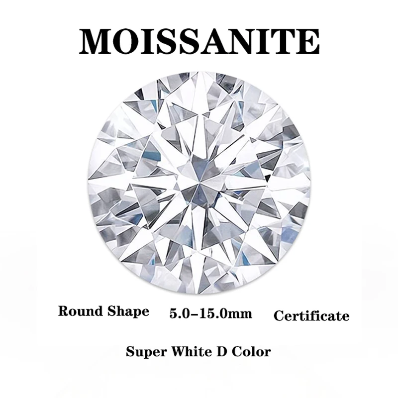 

Moissanite Stone Super White D Color Vvs1 Round Cut DIY Charms Ring Necklace Earrings Main Materials with Certificate