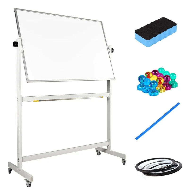 

Rolling Whiteboard with Stand 48x32 Large Portable White Board on Wheels Double Sided Wall Mount or Mobile Dry Erase Board