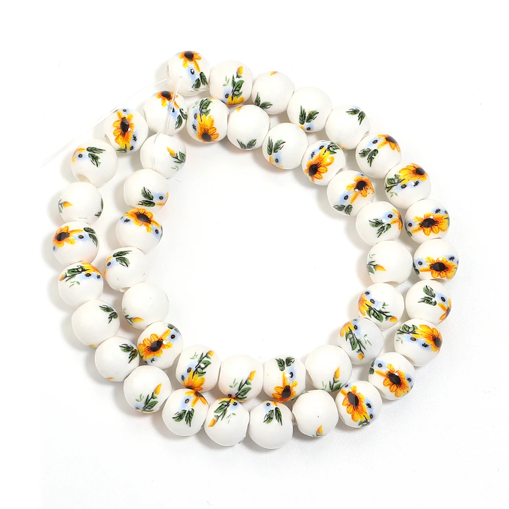 1 fio 6/8/10/12mm contas de cerâmica várias cores redondas soltas contas de porcelana azul e branca para diy jóias colar pulseira