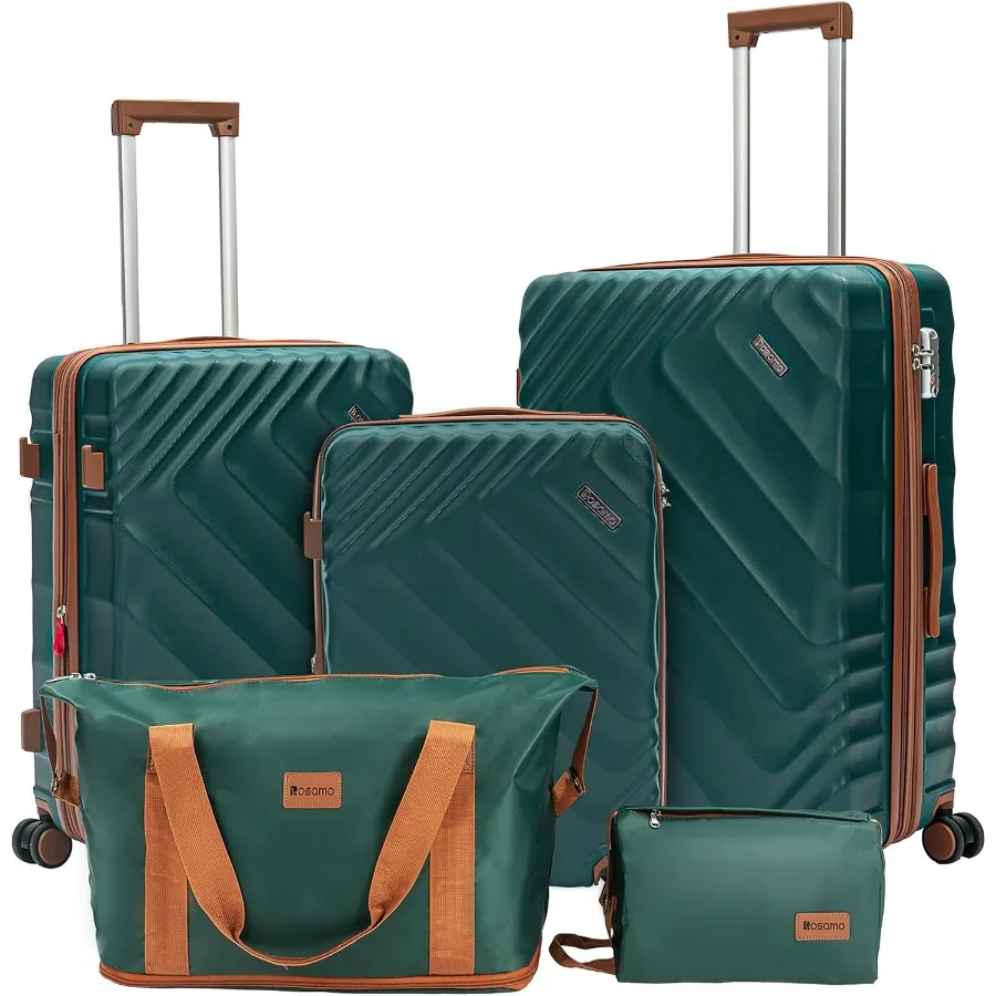5 Pcs Luggage Set Expandable Suitcase 22x14x9 Airline Approved Carry on, ABS Hard Case Suitcases with Spinner Wheels, TSA Lock,