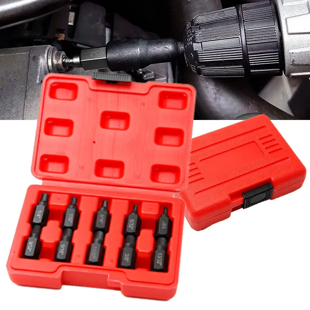 

10pc multi key imperial broken head screw extractor 1/8 "-13/32" sliding thread damaged screw removal tool set
