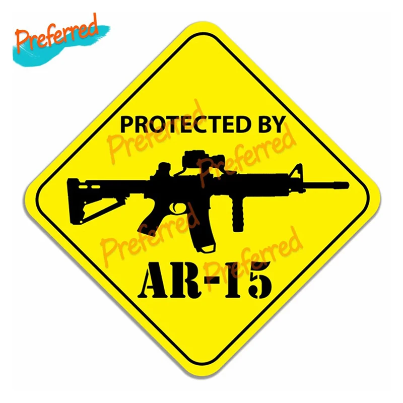 Protected By AR15 Assault Rifle Gun Car Truck Window Decal Vinyl Sticker USA