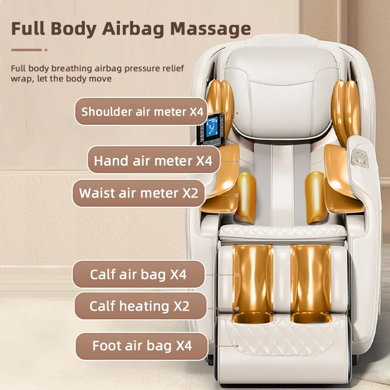 4D Dual SL Rail Massage Chair with AI Voice, Zero Gravity, Bluetooth, LCD Controller, Auto Body Scan & Adjustable Intensity