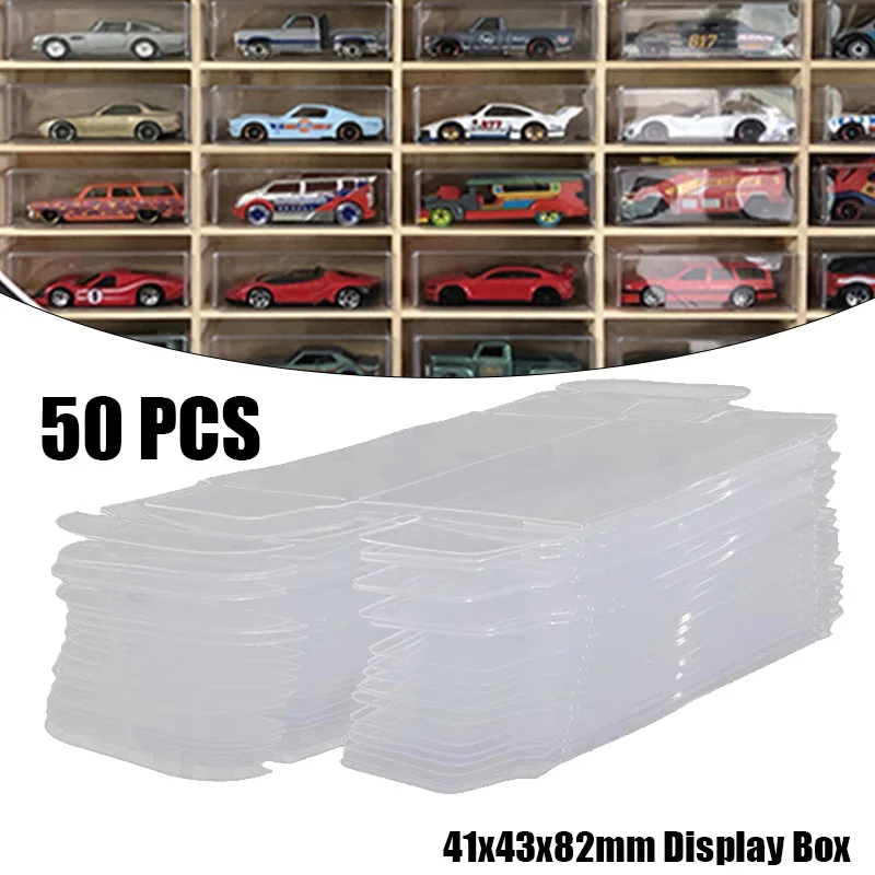 50 PCS Display Clear Box Fit for 1:64 PVC Transparent Action Figures Model Car Toy Protection Storage Dust Proof Show Case