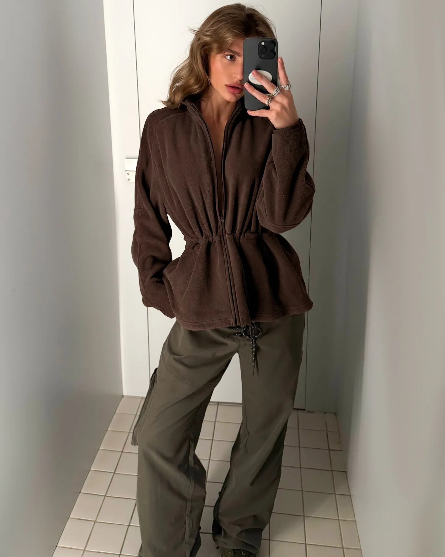 2026 Autumn New Fleece Jacket Women Stand Collar Drawstring Waist Street Coat Female Winter Outdoor Warm Soft Fleece Jacket