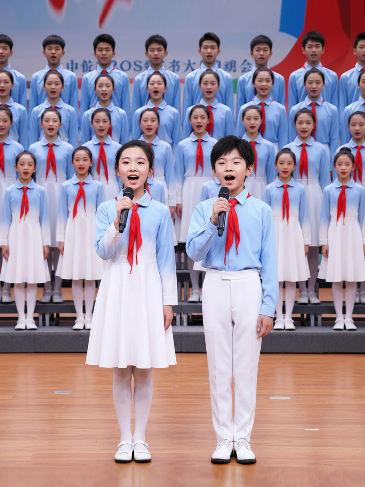 

Blue Performance Costume National Pride Chorus ow Children's Speech Recitation Cetition High School Junior Middle School...