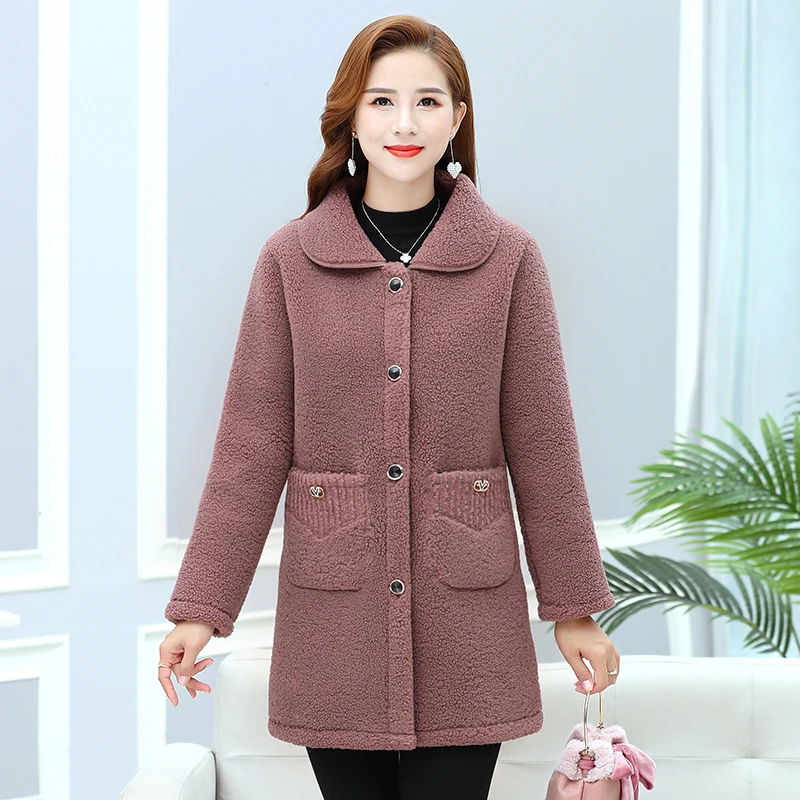 2023 New Jacket Autumn/Winter Woolen Coat Plus Size Women\'s plush Thick Extended Woolen Coat Small Lamb Fleece