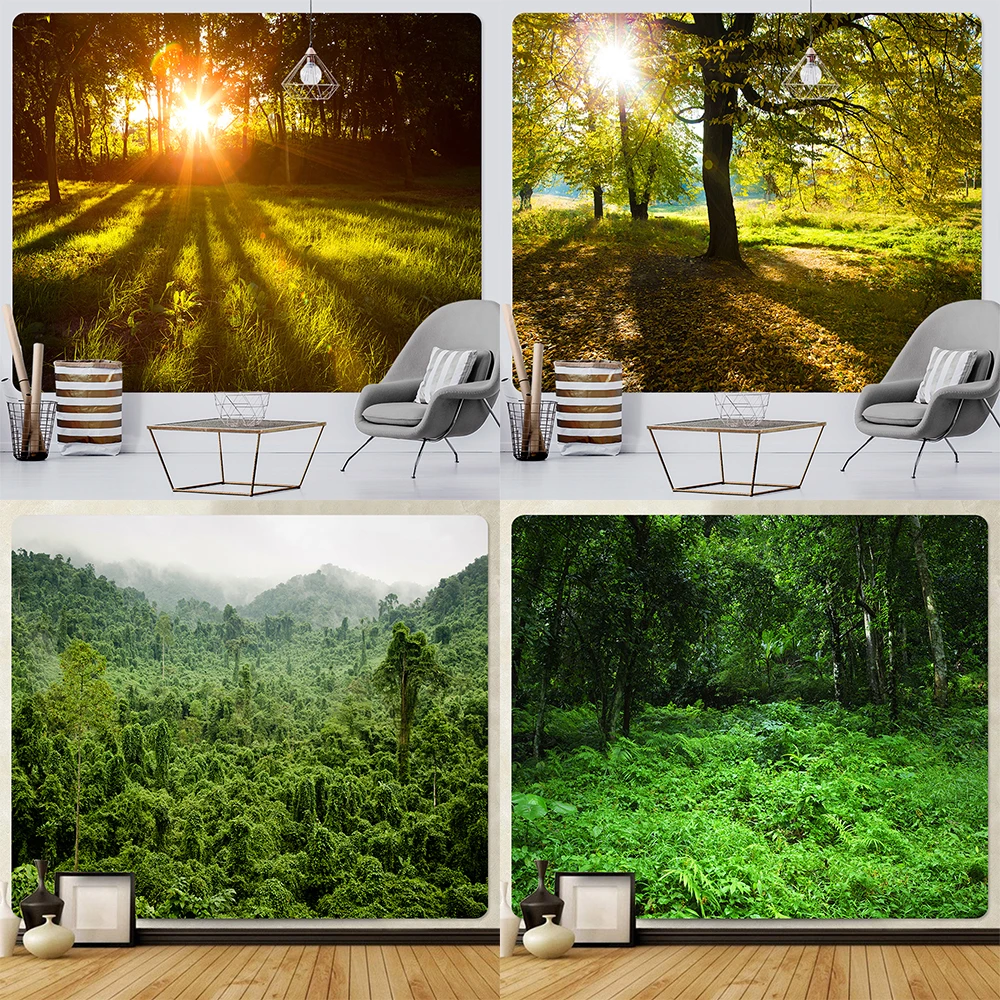 Tranquil Forest Print Tapestry Hippie Boho Wall Hanging Home Decor  Bedroom Room   Large Size Backdrop