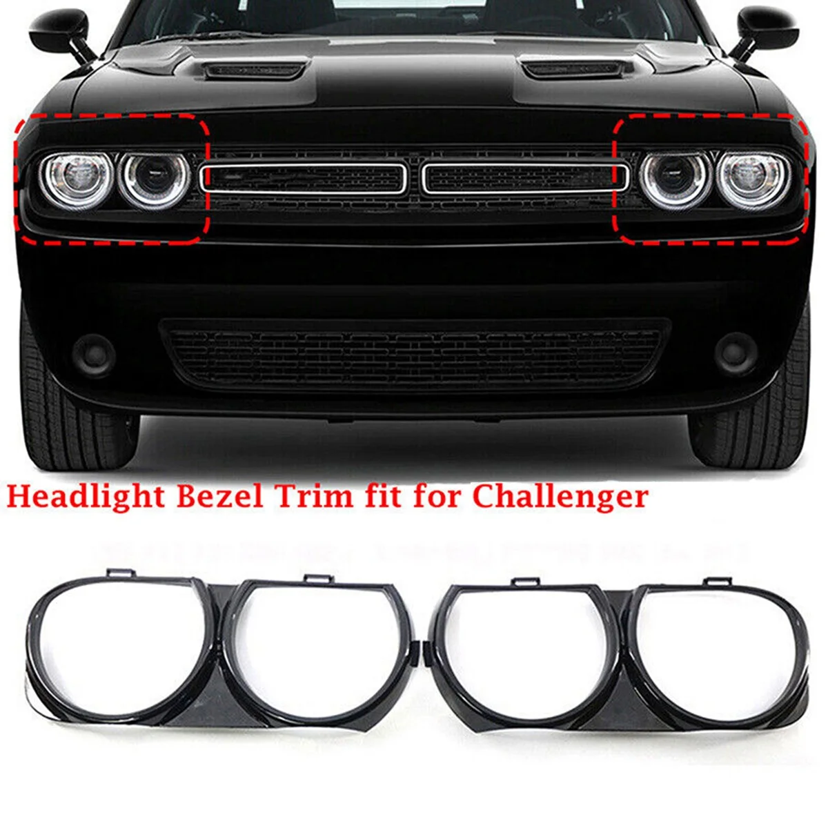 1 Paar Koplamp Lamp Bezel Grille Frame Trim Voor Dodge Challenger 2015-2021 68259053AB 68259052AB