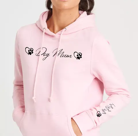 Dog Mum 맞춤형 후드티, 이름과 발이 있는 Mum 후드티, 소매에 Dog Mummy 이름 Best5 Dog Mum 맞춤형 후드티, 이름과 발이 있는 Mum 후드티, 소매에 Dog Mummy 이름 Best5