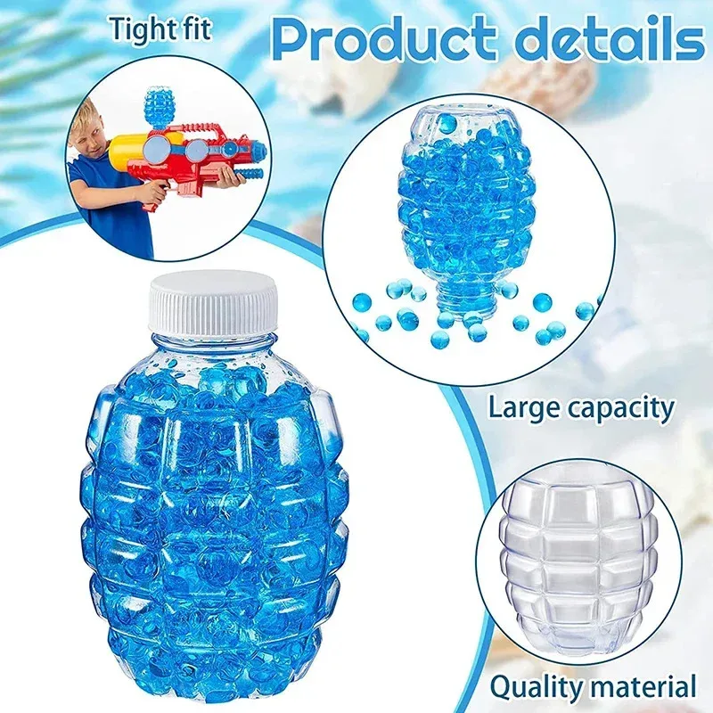4Pcs Water Bead Ammo Bottles for Toy Gun, Quick Reload Refillable Gel Ball Magazine, Compatible with Gel Blaster & Splatter