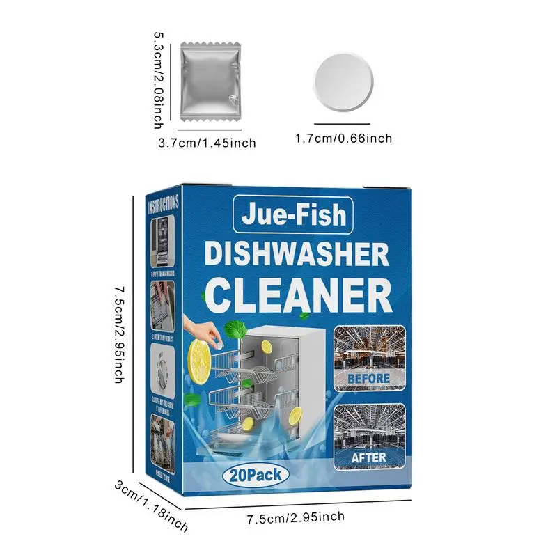 Natural Dishwasher Cleaner 20 Pack Deep Cleaning Descaler Washing Machine Descaler Deep Cleaning Tablets 20 Tablet Combo